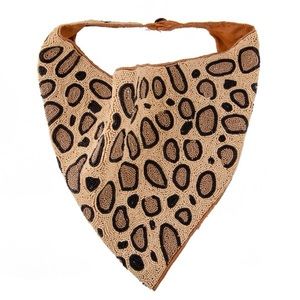 Leopard Print seed bead scarf necklace